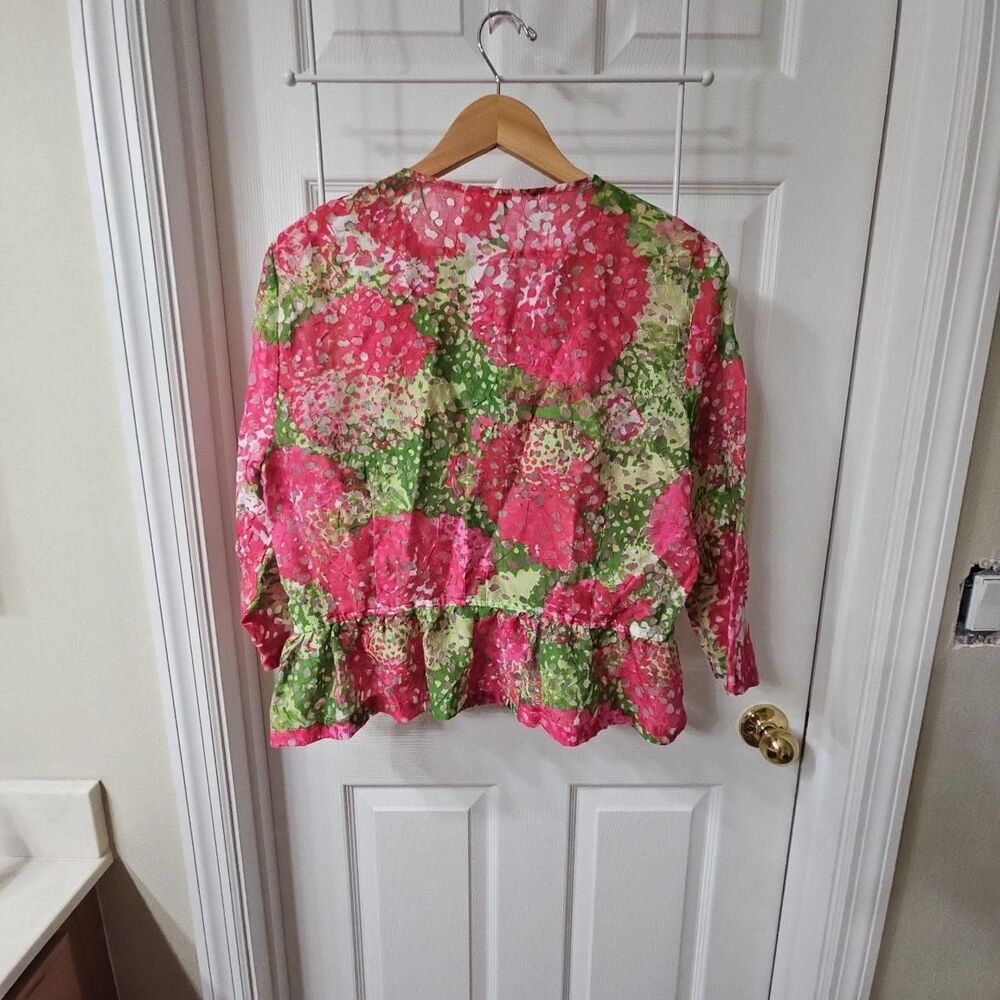 Ruby Rd. Women's Floral Print Full-Zip Lightweight Peplum Jacket - Picture 7 of 7